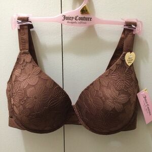 Juicy Couture Sexy T-Shirt Bra Glam Lace Sz 38DD Spiced Cinnamon JC6913P NEW
